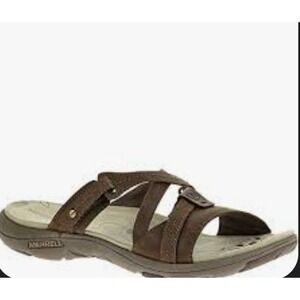 Merrell Sandals Womens 5  Bracken Brown Leather Strappy Walking Sandals J62278